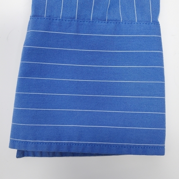 EXPRESS Blue and White PINSTRIPE BUTTON DOWN BLOUSE Women Size 9/10 - Picture 15 of 16